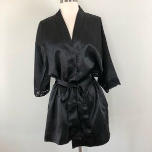 Fredrick’s Of Hollywood Black Satin Robe